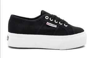 Superga 2790 Platform Low Top Black & White Sneakers thumbnail 2