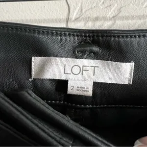 Loft Black Faux Leather High Rise Wide-Leg Belted Fleece Lined Trouser‎ Pants thumbnail 8