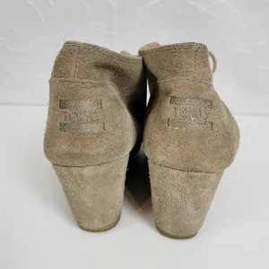 Toms Women's Shoes Size 8 Brown Suede Lace-Up Almond Toe Buck Wedges Heels thumbnail 5