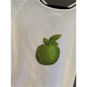 Mendocino White Sequin Green Apple Graphic Baby‎ Tee Criss Cross Back XL thumbnail 2