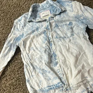 Zara Garage Acid Washed Boyfriend Denim Button Up‎ Size XS/S thumbnail 1