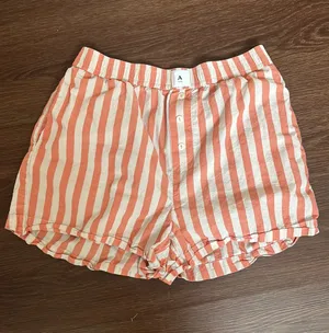 Anthropologie Boxer Shorts Orange Striped Small w Pockets thumbnail 1