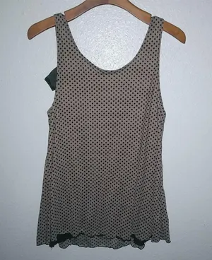 Julies Closet Maternity L Taupe Dot Bow Tank Top thumbnail 2