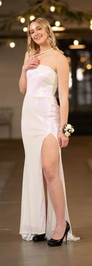 PromGirl Prom Dress White Sparkling thumbnail 1
