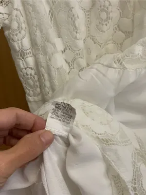 Unknown Women's Lace Tiered Short-Sleeve Dress in White Size-M/L thumbnail 2
