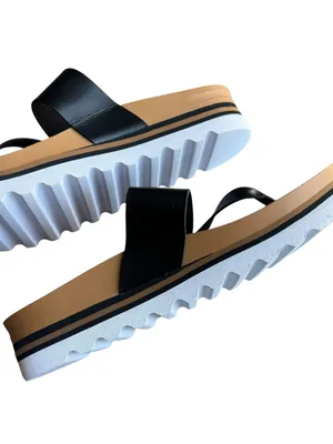 Reef - NWOB Cushion Sol Hi Platform Sandals Black Cork Footbed Thong Size 10 thumbnail 10