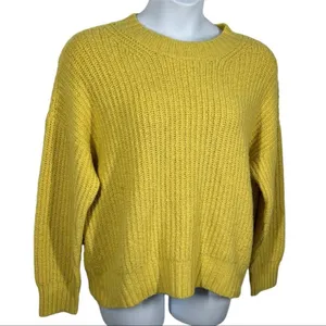 American Eagle Mustard Gold Chunky Knit Sweater Medium Oversized Fall thumbnail 9