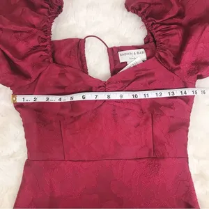 SACHIN & BABI‎ Dress Size 0 Cherry Red Gabby Puff Sleeve Midi Open Tie Back New thumbnail 13