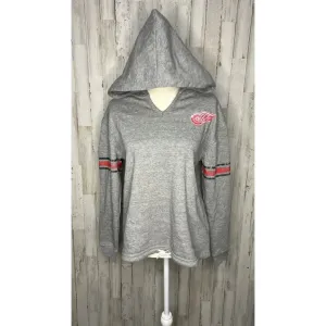 NWT NHL Detroit Red Wings Women's‎ Small Gray V-Neck Pullover Hoodie Jacket thumbnail 2