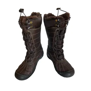 J41 Avery Boots Womens Size 8.5 Brown Faux Fur Winter Duck Boot Front Lace EUC thumbnail 2