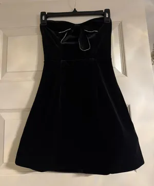Revolve Velvet Black Mini Dress thumbnail 1