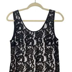 Wilfred Aritzia Black Lace Shift Dress Nude Lining Eyelash‎ Hem Mini Womens Med thumbnail 4