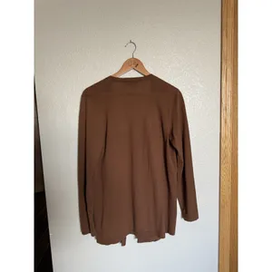 Lafayette 148 Women’s Wool Open Draped Cardigan Sweater Medium Brown Gray thumbnail 5