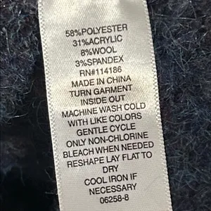 a.n.a. Women's Cozy Fuzzy Blue Wool Blend Split Rolled Hem Sweater thumbnail 8