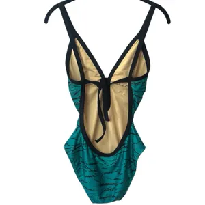 Stüssy NEW RARE Green‎ Black Bow Open Back One Piece Swimsuit Vacation Beach S thumbnail 5