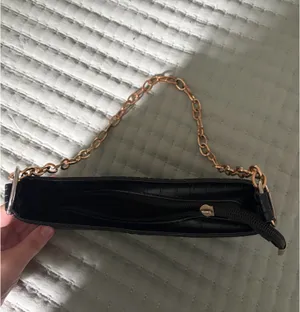 Black and gold crocodile pattern shoulder bag thumbnail 2