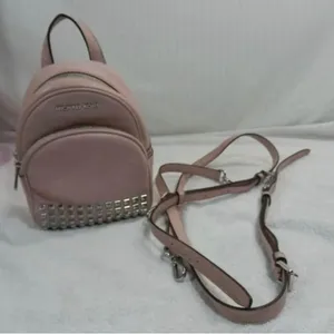 Michael Kors Abbey Studded Pink Pebble Leather Mini Backpack thumbnail 6
