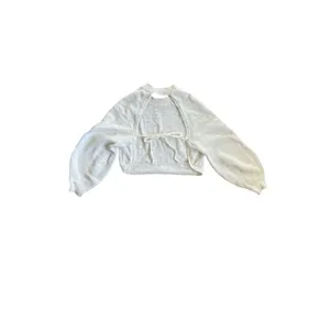 NEW Open Edit Cropped‎ Chunky Sweater Cream White Open Back Tie Bow Womens Small thumbnail 3