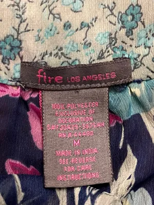 Fire Los Angeles Boho Floral Tank Top Size Medium thumbnail 6