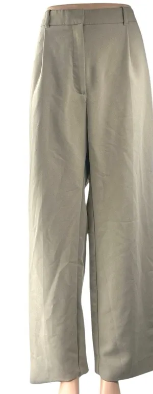 Abercrombie & Fitch Cream White High Waisted Wide Leg Trousers Dress Pants Sz 33 thumbnail 1