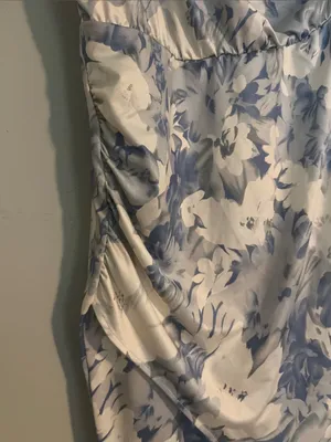 SHEIN Blue & White Floral Draped Midi Dress thumbnail 4