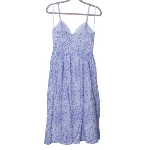 Lulus Floral Eyelet Embroidered Midi Dress Small White Blue Preppy Party Greece thumbnail 4
