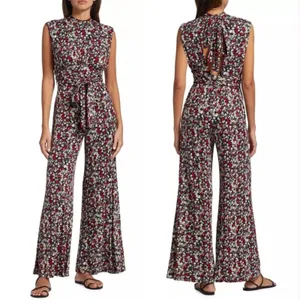 Free People Vibe Check‎ floral jumpsuit tie waist and back sz XS thumbnail 2