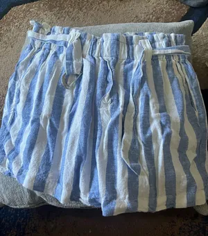 Love Tree Blue and White Striped Drawstring Bermuda Shorts thumbnail 1