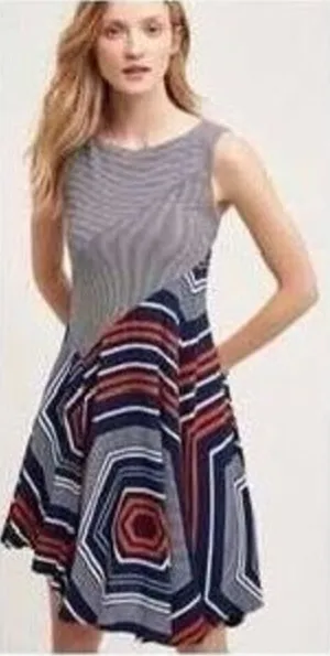 ✨Maeve Anthropologie Cameron assymetric swing Sz Medium dress✨ thumbnail 1