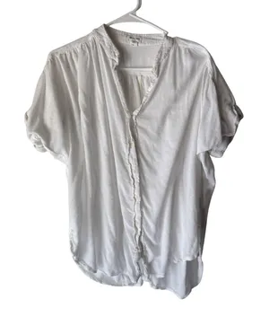 Silence +‎ Noise Shirt Womens Medium Button Front Short Sleeve Cottage Peasant thumbnail 1