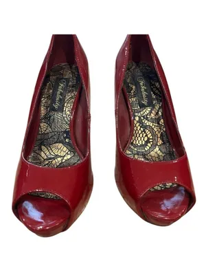 Chase + Chloe Red Peep Toe Heels Women thumbnail 4