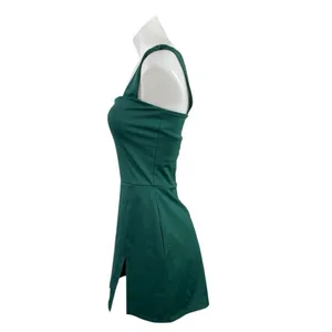 Reformation Daria Ecomove Green Sleeveless Slit Square Neck Mini Bodycon Dress M thumbnail 2
