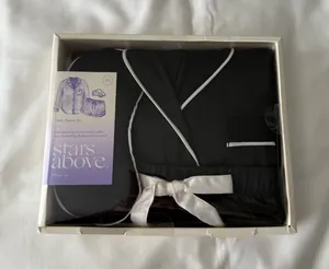 Black And White 3-Piece Satin Pajama Set thumbnail 1