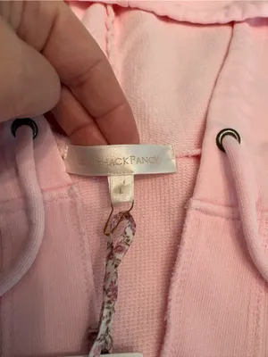 NWT LoveShackFancy Kirby cropped hoodie pink opal size large thumbnail 7