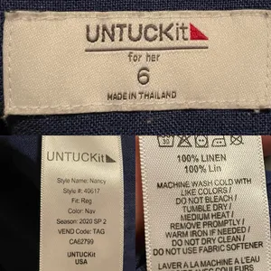 Untuckit Womens Dress Blue Button Front Belted Linen Short Sleeve Size 6 thumbnail 10