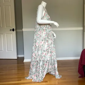 Women’s Chiffon Floral Maxi Dress Size 46 Boho Flowy Sleeveless Summer Dress thumbnail 2