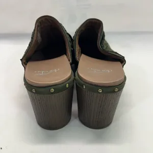 Dansko Fringe‎ Mules Sz 9 EU 42 Olive Green 3” heel New thumbnail 4