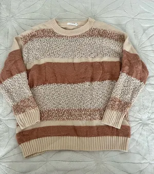 All in Favor Crewneck Sweater in Cream and Brown thumbnail 1