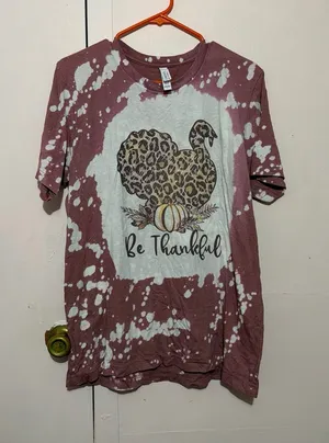 Bella Canvas Mauve and White Tie-Dye Kids Tee with Leopard Turkey Graphic thumbnail 1