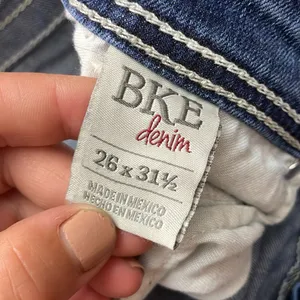BKE denim Stella distressed jeans bootcut size 26x31 1/2 lighter western country thumbnail 9