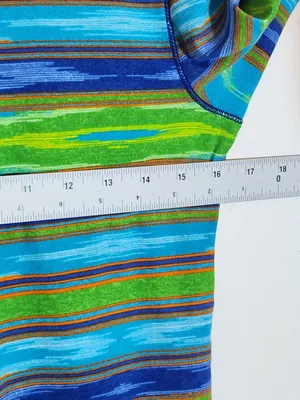 Lauren Ralph Lauren Blue and Green Southwestern Stripe Boat Neck Tee Size Medium thumbnail 5