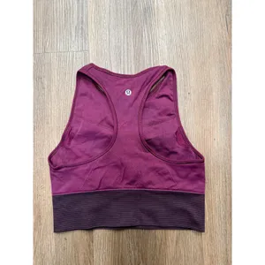 Lululemon‎ Ebb to Train Bra Size 8 Magenta Purple High Neck Racerback Sports Bra thumbnail 3