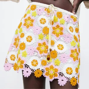 Zara Floral Crochet Mini Skirt Xs thumbnail 2