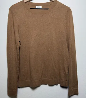 J. Crew Women 100% Cotton‎ Teddie Sweater Medium Brown Academia Preppy thumbnail 1