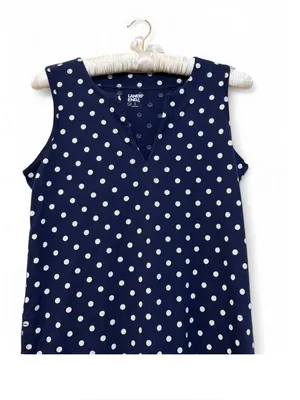 Lands End Women's Cotton Jersey Swim Cover-up Polka Dot Print Dress Size Small thumbnail 11