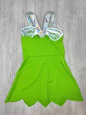 Disney Tinker Bell halloween Costume dress w/ holographic detail and wings med thumbnail 6