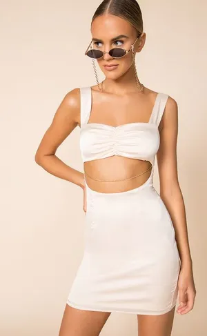 Superdown Rina Cut Out Mini Dress Blush Pale Pink Sz XS NWT Club Sexy thumbnail 1