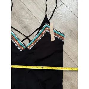 NWT Nanette Lepore Tribal Beat Romper Black Swim Coverup Size S‎ thumbnail 6