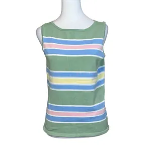Lauren Ralph Lauren Sweater Vest Green Striped Knit Small Preppy Tennis Prep thumbnail 2