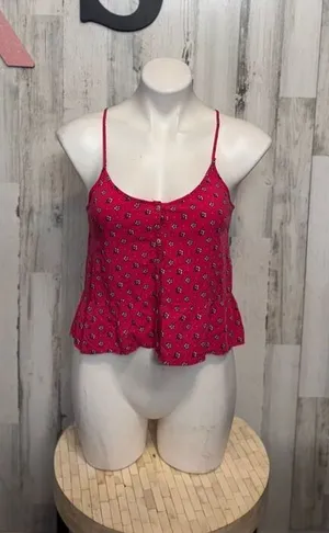 Abercrombie Kids Pink Floral Button-Front Cami Tank Top Size Medium M (Fits Wome thumbnail 1